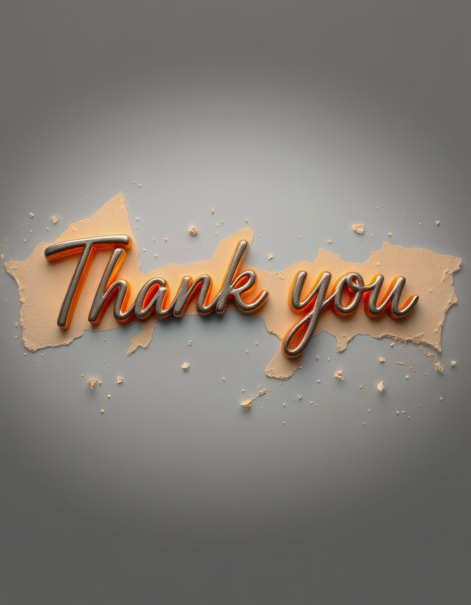 Creative thank you message crafted from a textured background with a unique design